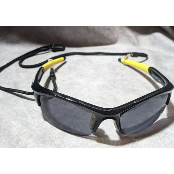 Torege Sports Black And Yellow Sunglasses With Cord - Picture 1 of 7